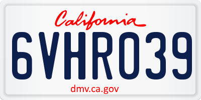 CA license plate 6VHR039