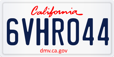 CA license plate 6VHR044