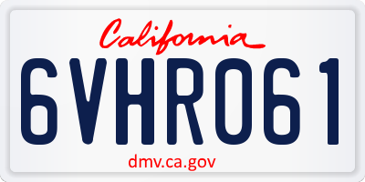 CA license plate 6VHR061