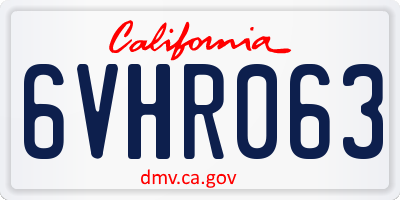 CA license plate 6VHR063