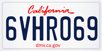 CA license plate 6VHR069