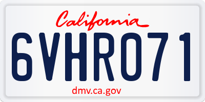 CA license plate 6VHR071