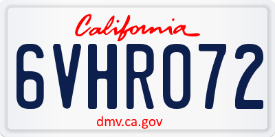 CA license plate 6VHR072