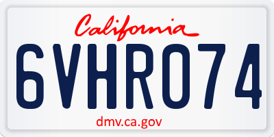 CA license plate 6VHR074