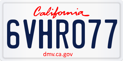 CA license plate 6VHR077