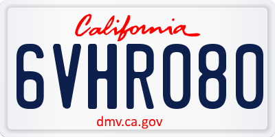 CA license plate 6VHR080