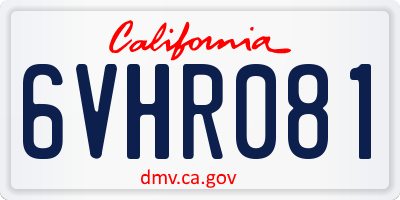 CA license plate 6VHR081