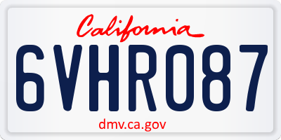CA license plate 6VHR087