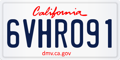 CA license plate 6VHR091