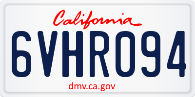 CA license plate 6VHR094