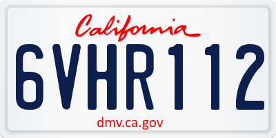 CA license plate 6VHR112