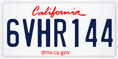 CA license plate 6VHR144