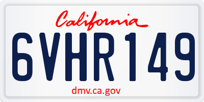 CA license plate 6VHR149