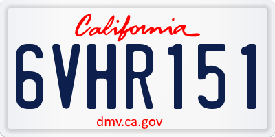 CA license plate 6VHR151