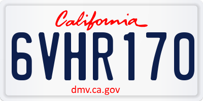 CA license plate 6VHR170