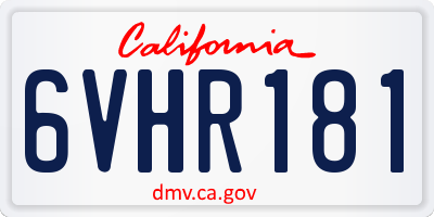 CA license plate 6VHR181