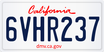 CA license plate 6VHR237