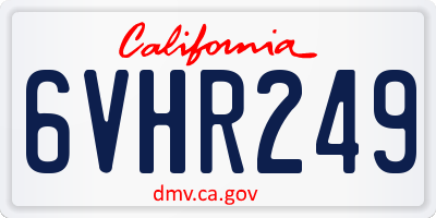 CA license plate 6VHR249