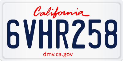 CA license plate 6VHR258