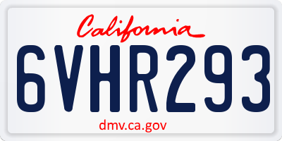 CA license plate 6VHR293