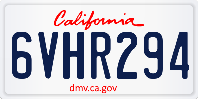 CA license plate 6VHR294