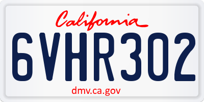 CA license plate 6VHR302
