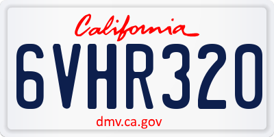 CA license plate 6VHR320