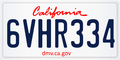 CA license plate 6VHR334