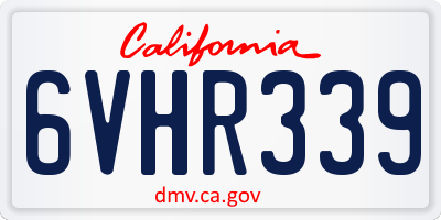 CA license plate 6VHR339