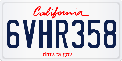 CA license plate 6VHR358