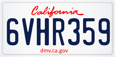 CA license plate 6VHR359