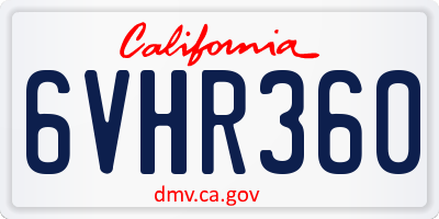 CA license plate 6VHR360