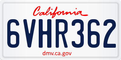 CA license plate 6VHR362