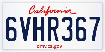 CA license plate 6VHR367