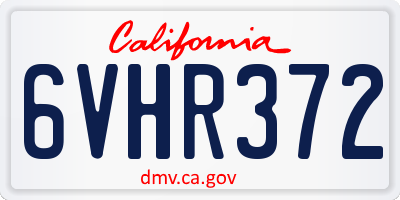 CA license plate 6VHR372