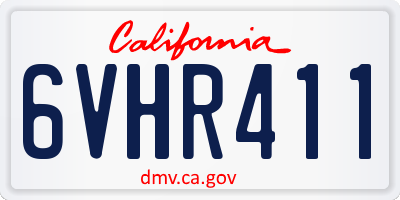 CA license plate 6VHR411