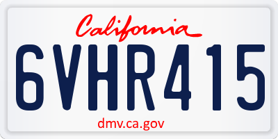 CA license plate 6VHR415