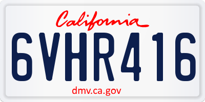 CA license plate 6VHR416