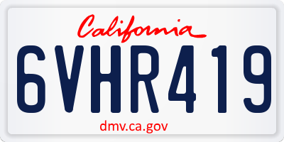 CA license plate 6VHR419