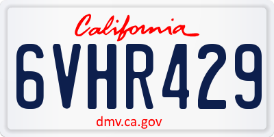 CA license plate 6VHR429