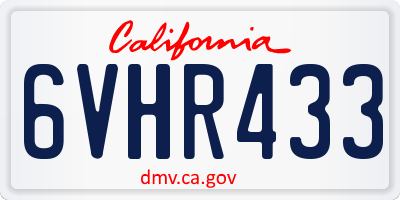 CA license plate 6VHR433