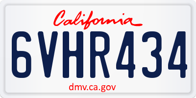 CA license plate 6VHR434