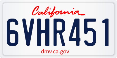 CA license plate 6VHR451