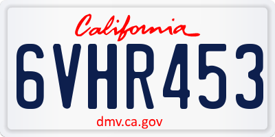 CA license plate 6VHR453