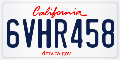 CA license plate 6VHR458