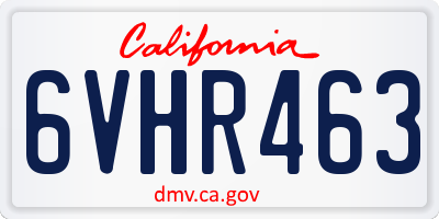 CA license plate 6VHR463