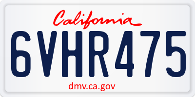 CA license plate 6VHR475
