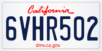 CA license plate 6VHR502