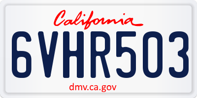 CA license plate 6VHR503