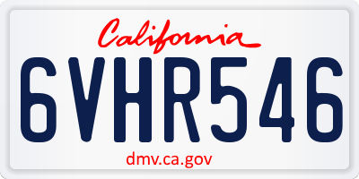 CA license plate 6VHR546
